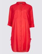 Marks & Spencer Pure Cotton 3/4 Sleeve Shirt Dress Flame