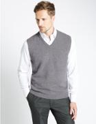 Marks & Spencer Pure Lambswool Slipover Jumper Mid Grey