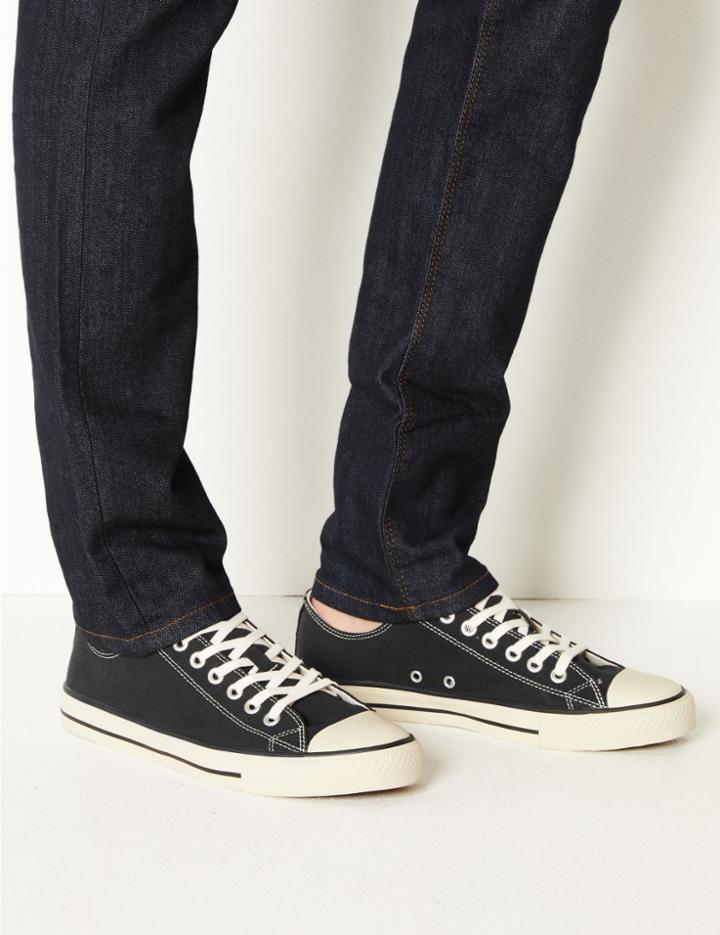 Marks & Spencer Canvas Lace-up Pump Shoes Black