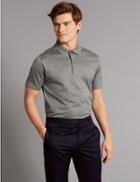Marks & Spencer Pure Cotton Textured Polo Shirt Grey Mix