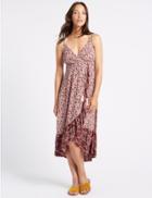 Marks & Spencer Floral Print Ruffle Wrap Midi Dress Multi
