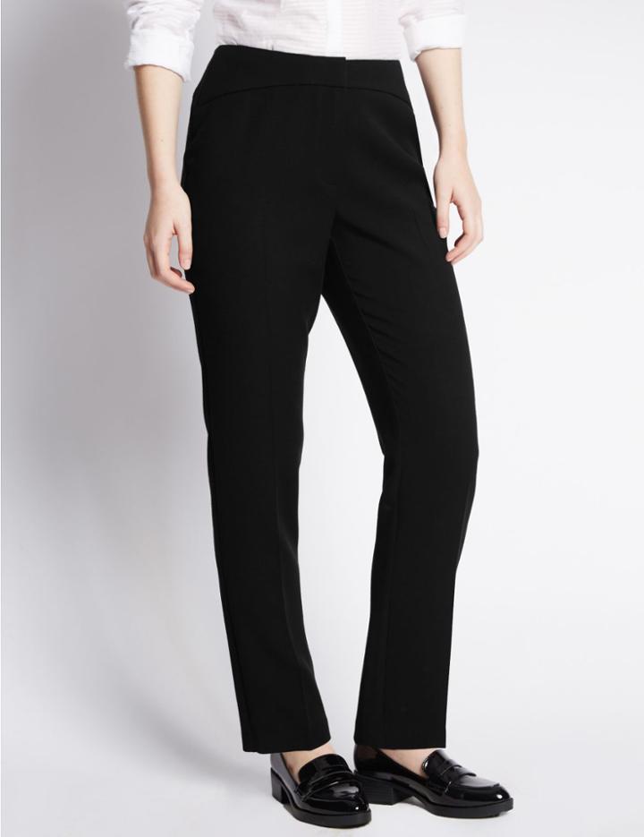 Marks & Spencer Petite Ponte Slim Leg Trousers Black
