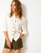 Marks & Spencer Button Detail Utility Shirt Ivory