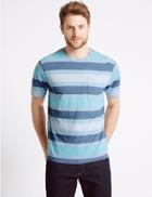 Marks & Spencer Slim Fit Pure Cotton Crew Neck T-shirt Turquoise