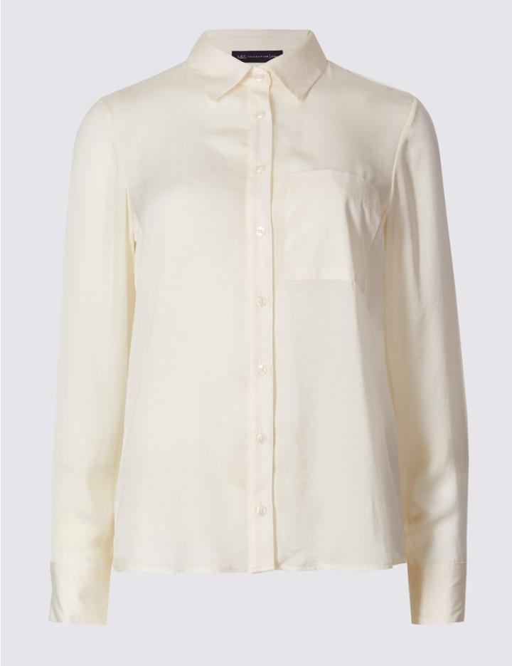 Marks & Spencer Petite Long Sleeve Shirt Ivory