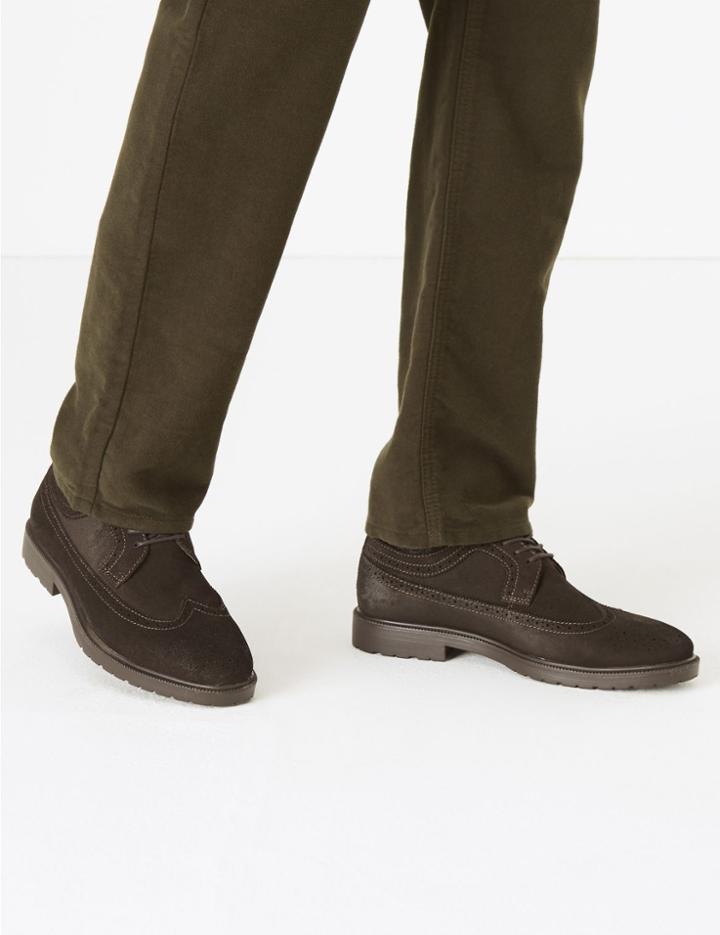 Marks & Spencer Oily Suede Heavyweight Brogues Dark Brown