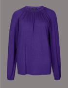 Marks & Spencer Ruched Neck Long Sleeve Top Purple
