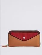 Marks & Spencer Faux Leather Pull Out Pouch Purse With Cardsafe&trade; Coral Mix