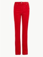 Marks & Spencer Corduroy Straight Leg Ankle Grazer Trousers Bright Red