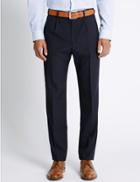 Marks & Spencer Regular Fit Single Pleated Trousers Navy