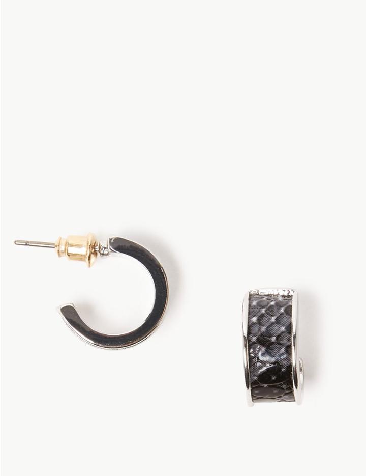 Marks & Spencer Modern Huggie Skin Kind&trade; Hoop Earrings Grey Mix