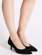 Marks & Spencer Suede Kitten Heel Court Shoes Black