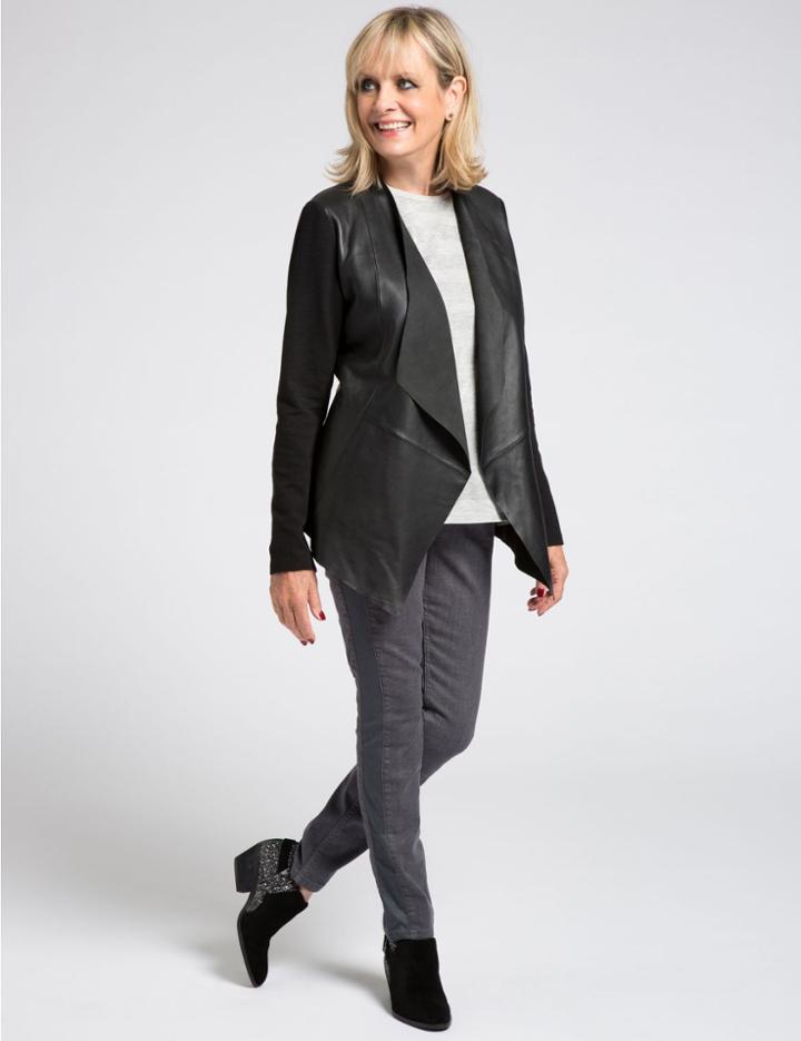 Marks & Spencer Leather Waterfall Jacket Black