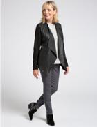 Marks & Spencer Leather Waterfall Jacket Black