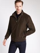 Marks & Spencer Wadded Bomber Jacket With Concealed Hood Chocolate