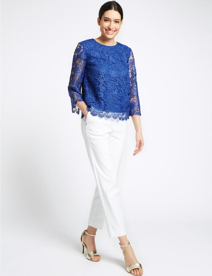 Marks & Spencer Straight Leg Trousers Soft White