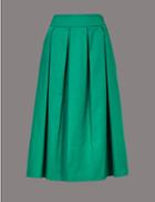 Marks & Spencer Cotton Blend Full Midi Skirt Teal Green