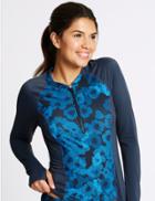 Marks & Spencer Floral Print Rash Guard Top Navy Mix