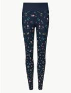Marks & Spencer Quick Dry Floral Print Leggings Navy Mix