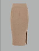 Marks & Spencer Linen Blend Textured Knitted Midi Skirt Sand