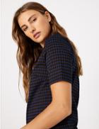 Marks & Spencer Checked Short Sleeve Top Black Mix