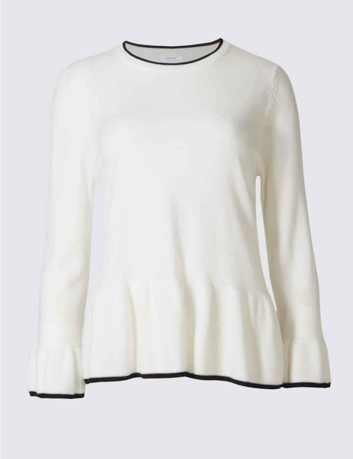 Marks & Spencer Peplum 3/4 Sleeve Jumper Ivory