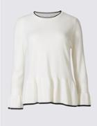 Marks & Spencer Peplum 3/4 Sleeve Jumper Ivory
