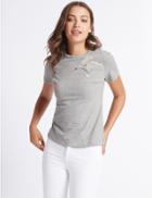Marks & Spencer Cotton Rich Sequin Wings T-shirt Grey Mix