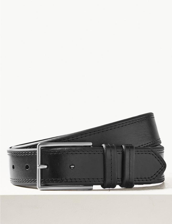 Marks & Spencer Leather Stitch Detail Casual Belt Black