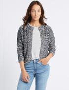 Marks & Spencer Cotton Rich Textured Trophy Cardigan Navy Mix