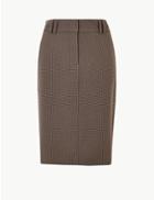 Marks & Spencer Checked Pencil Midi Skirt Brown Mix