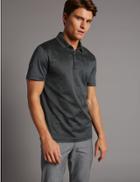 Marks & Spencer Pure Cotton Textured Polo Shirt Green