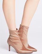 Marks & Spencer Stiletto Heel Side Zip Stretch Ankle Boots Nude