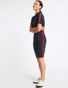 Marks & Spencer Side Stripe Short Sleeve Bodycon Dress Navy Mix