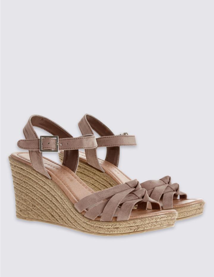 Marks & Spencer Wedge Heel Knot Crossover Sandals Mink