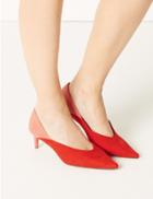 Marks & Spencer Kitten Heel Pointed Court Shoes Flame