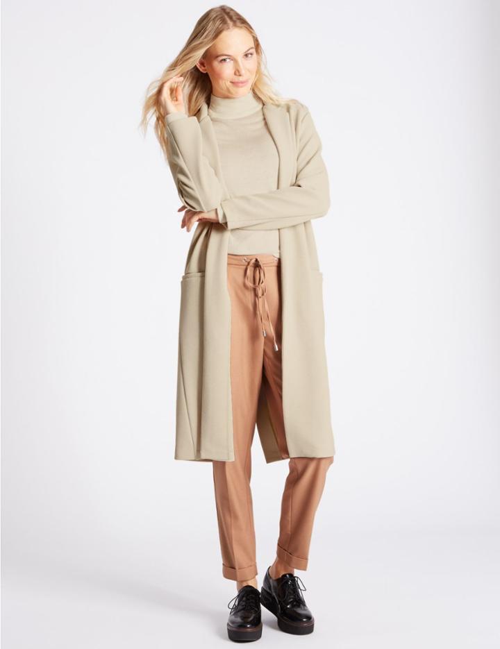 Marks & Spencer Open Front Crepe Coat Ivory