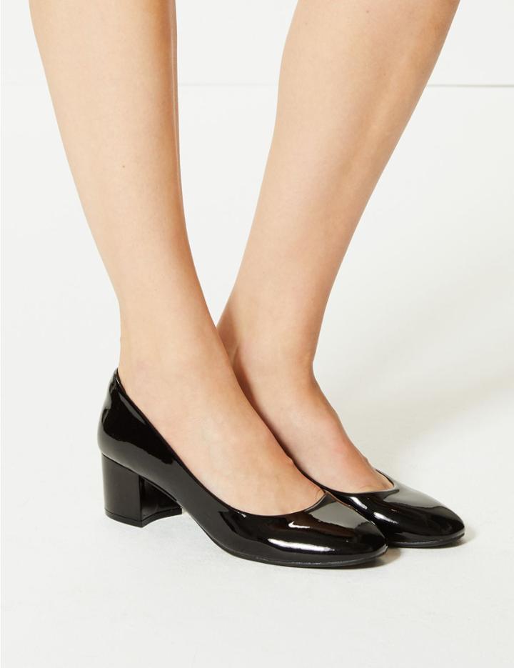Marks & Spencer Leather Block Heel Court Shoes