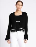 Marks & Spencer Ruffle Trim Cardigan Black/white