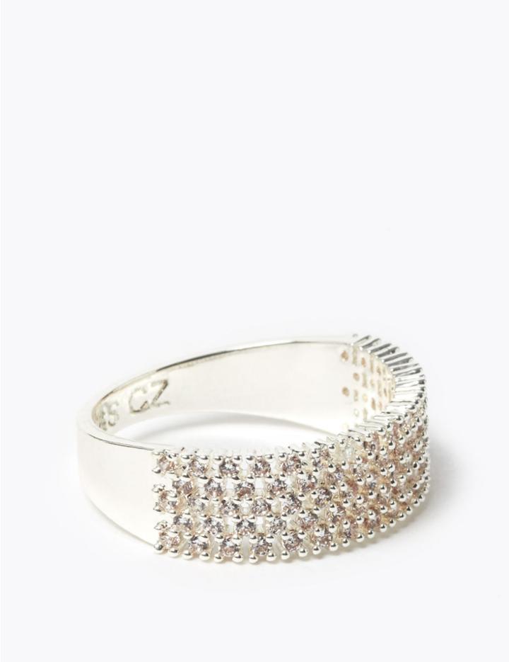 Marks & Spencer Silver Plated Sparkle Band Ring Silver Mix