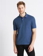 Marks & Spencer Slim Fit Pure Cotton Polo Shirt Dark Denim