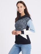 Marks & Spencer Pure Cotton Colour Block Round Neck Jumper Denim Mix