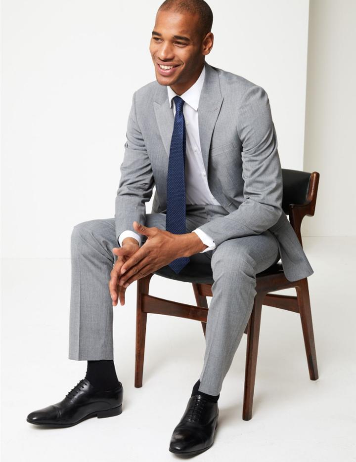 Marks & Spencer Grey Slim Fit Jacket Grey