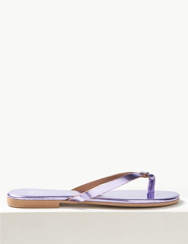 Marks & Spencer Leather Flip-flops Sandals Lilac
