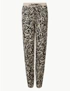 Marks & Spencer Linen Rich Animal Print Peg Trousers Multi