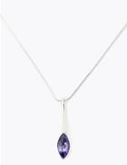 Marks & Spencer Silver Plated Navette Drop Necklace Purple Mix