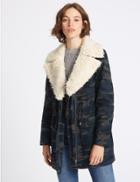 Marks & Spencer Pure Cotton Printed Shearling Parka Navy