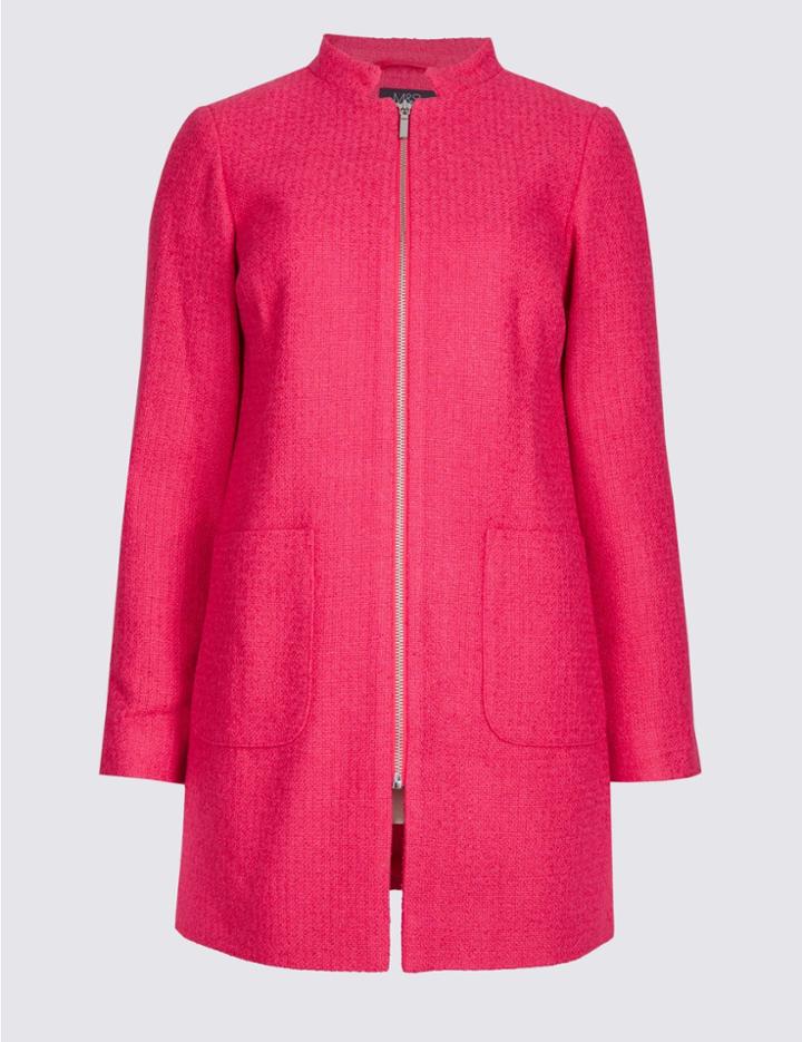 Marks & Spencer Textured Zipped Front Coat Lipstick