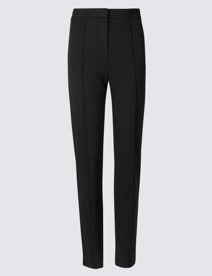 Marks & Spencer Slim Leg Flat Front Trousers Black