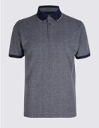 Marks & Spencer Pure Cotton Textured Polo Shirt Nightshade